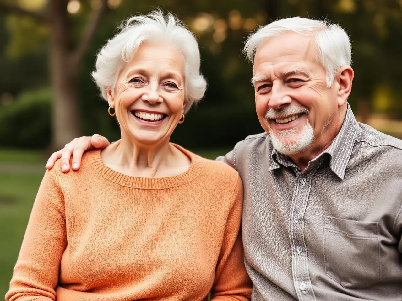 Happy senior couple smiling together